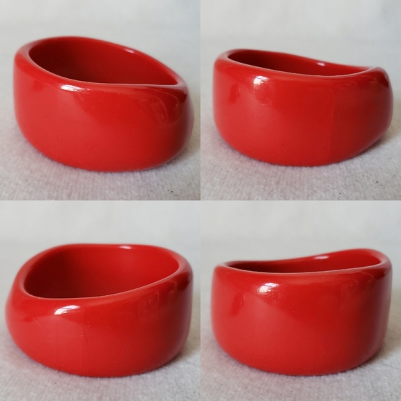 Vintage Cherry Red Wave Bangle and Earrings Set - Picture 2 of 16